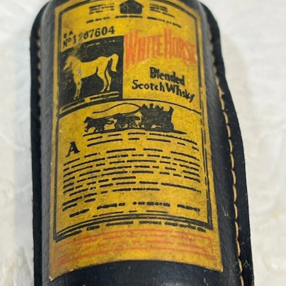 VTG Leather Wine Opener Corkscrew White Horse Blended Scotch Advertising 6.5